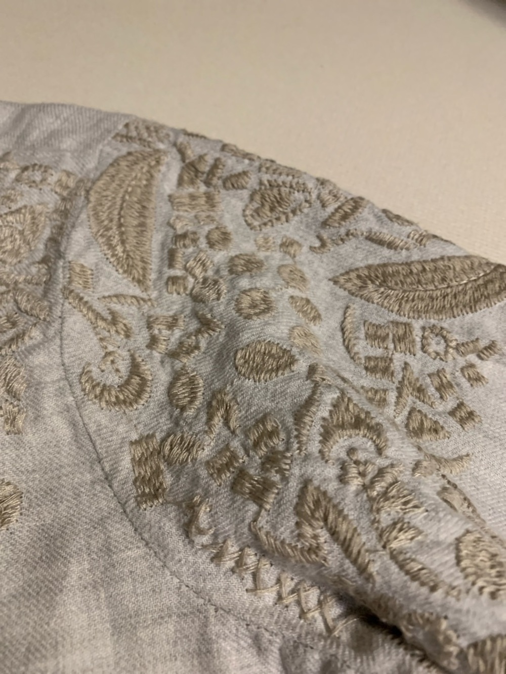 Zara Cream Embroidered Ruffle-Hem Long Sleeve Blouse - Picture 9 of 9